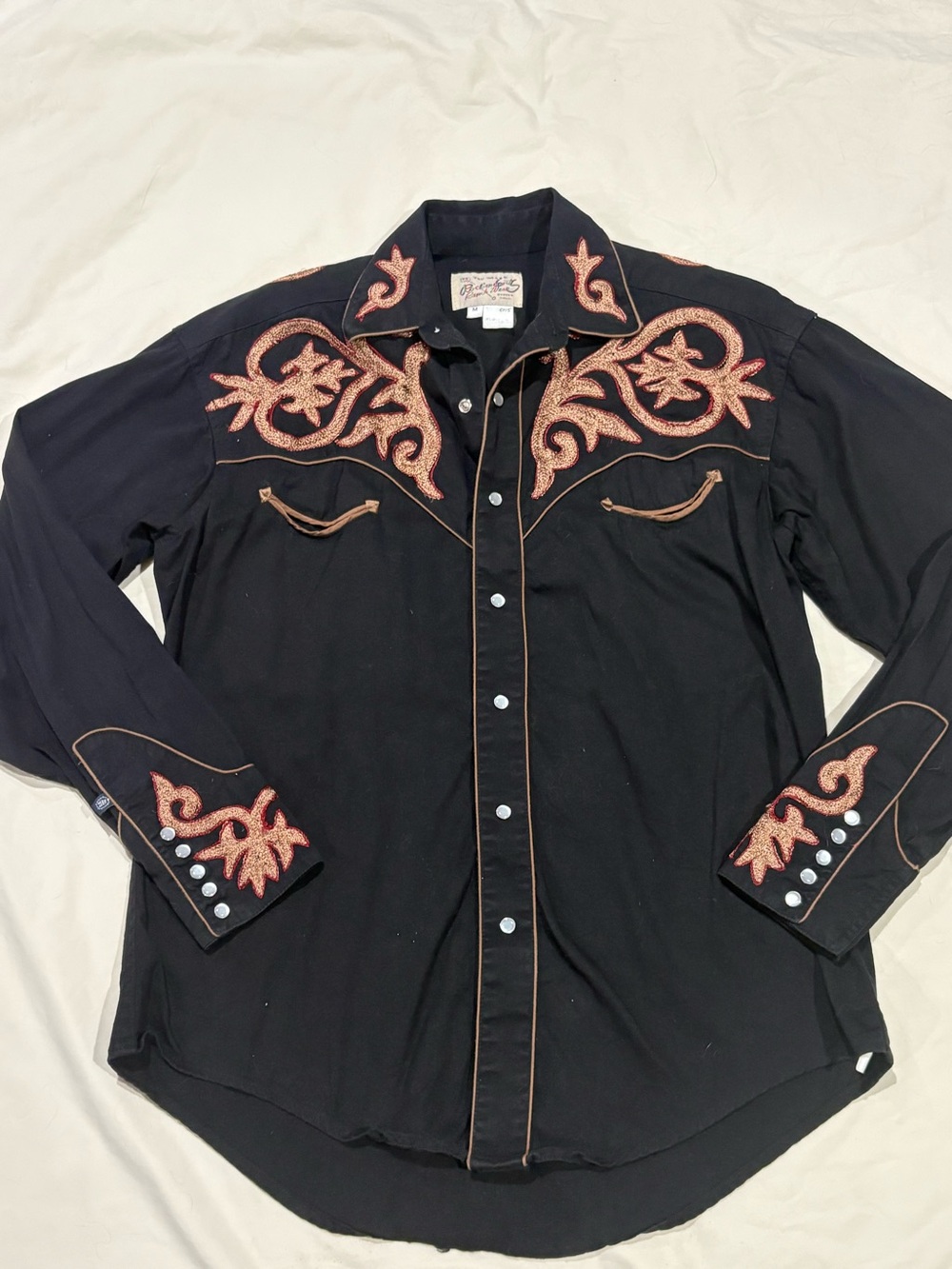 Rockmount Ranch Wear Tru-West Tooled Embroidered Western Shirt Men's M 6715